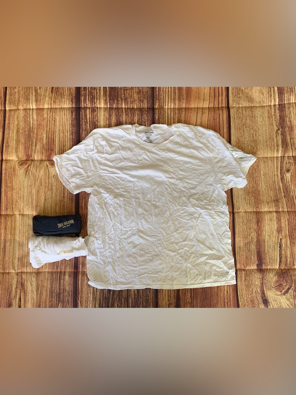 NEW True Religion Men's Short Sleeve Crew Neck 3 Pack White T-Shirts Size: XL